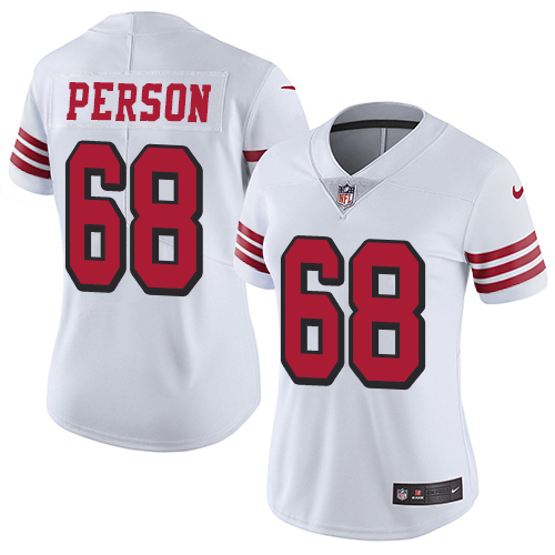 San Francisco 49ers Limited White Women Mike Person NFL Jersey #68 Rush Vapor Untouchable->women nfl jersey->Women Jersey